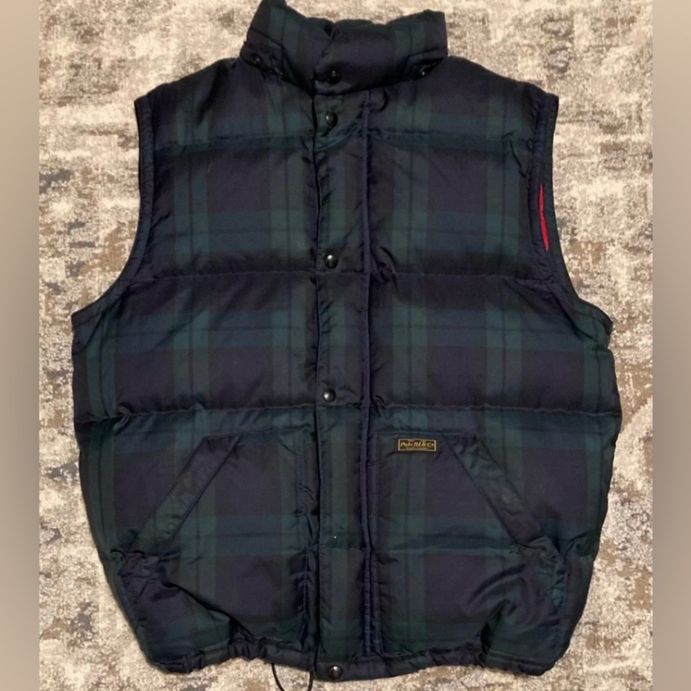 Vintage 1999 Polo Ralph Lauren Blackwatch Plaid Down Vest ~ Large
